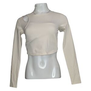 Le Ore Fiori Asymmetric Long Sleeve Women's Shaper Sz S Ivory